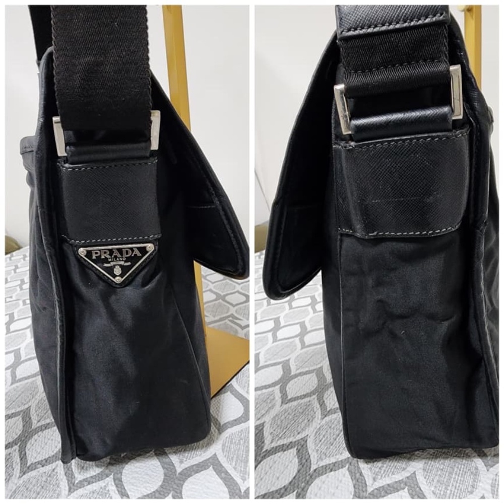 Authentic Prada Tessuto Crossbody Buckle Messenger Bag Black - Picture 8 of 15